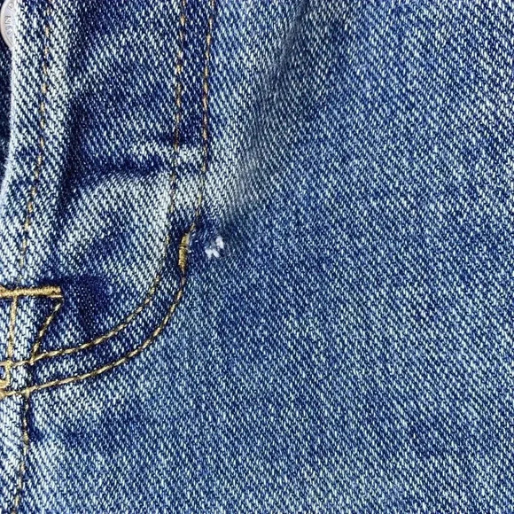 Pacsun Jean Womens 25 Blue Color Block Ultra High Rise Slim Button Fly Patch 90s - Picture 7 of 12